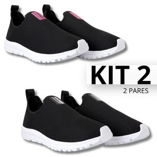 Kit 2 Tênis Meia Feminino Calce Fácil Botinha Ortopédico Esportivo Sneaker Slip On Casual confortável Academia