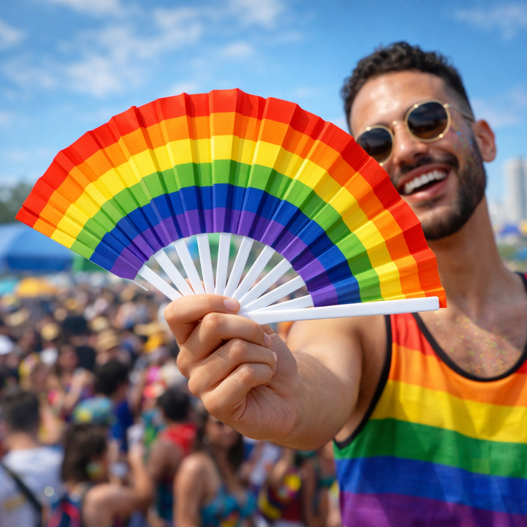Leque Grande Arco Íris Colorido Lgbt Barulho Festa Bloquinho