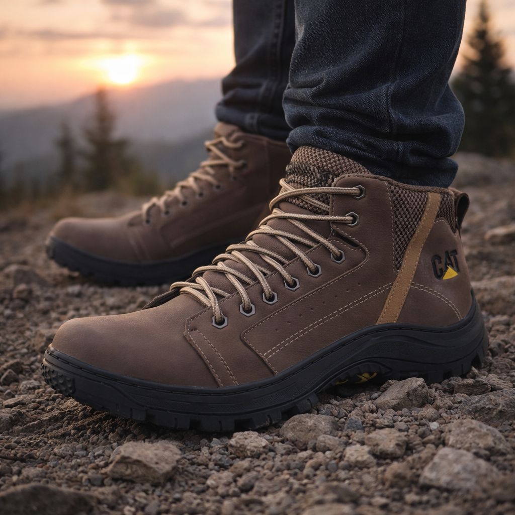 Bota Coturno Caterpillar Masculino Adventure Costurada Palmilha de Gel Reforçada Macia Trabalho em Oferta na Shopee
