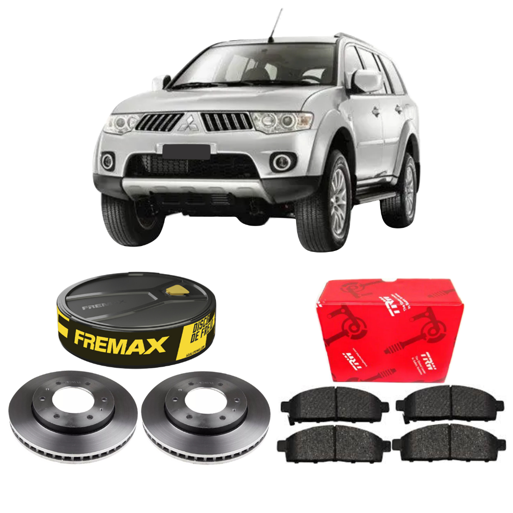 KIT DISCO DE FREIO FREMAX + PASTILHA TRW DIANT PAJERO DAKAR 3.2 2009 A 2016