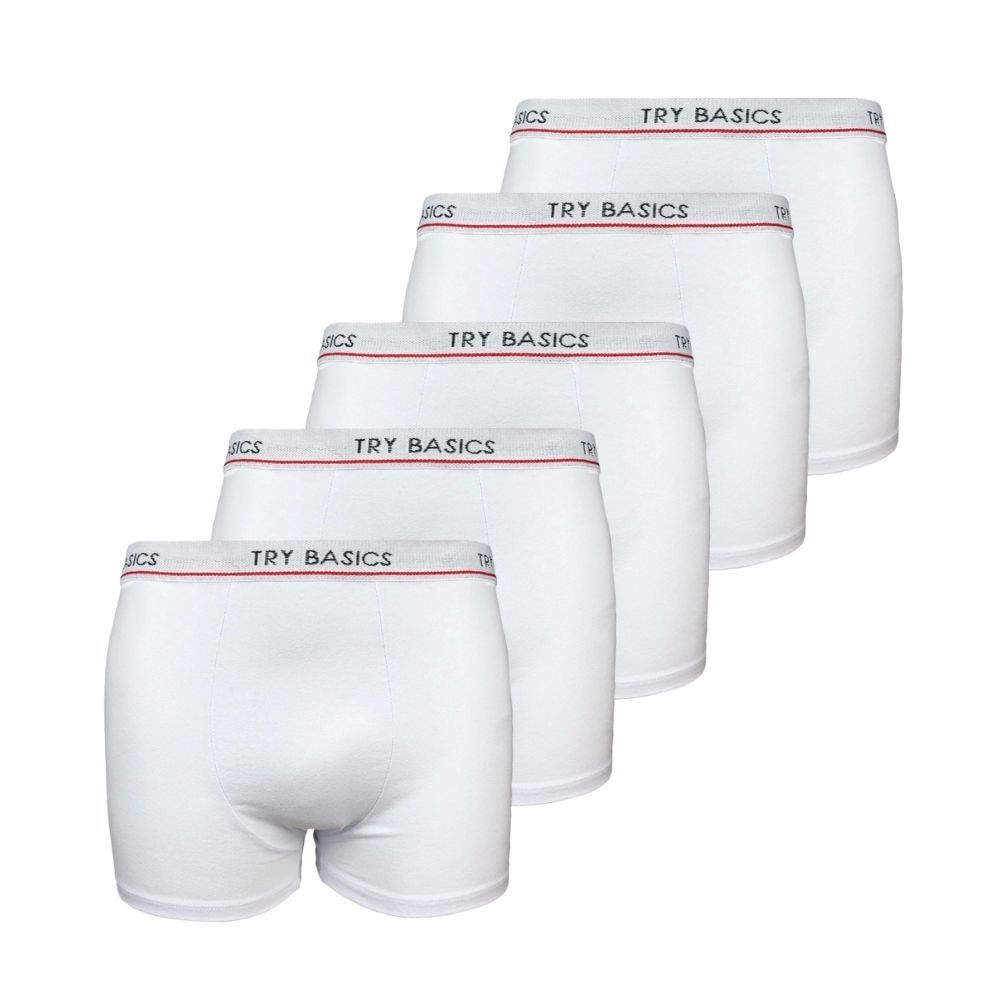 Kit 5 Cuecas Boxer Infantil Box Algodão Cotton New Basic Conforto Brancas Promoção