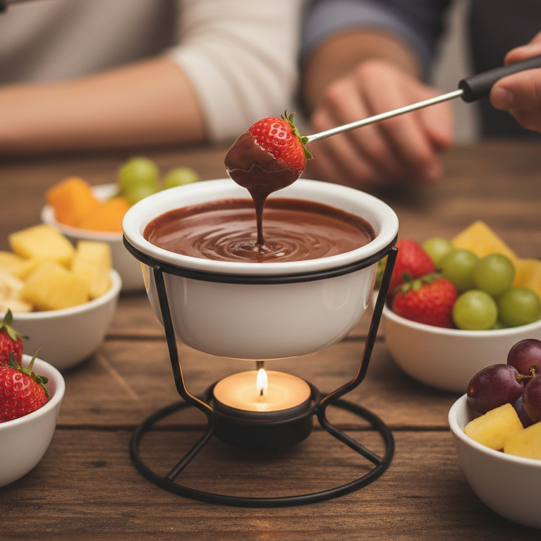 Kit Conjunto Fondue Diversos Modelos Panela Ceramica Antiaderente Doces Salgados Dia dos Namorados