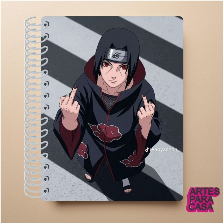 Adesivo para Capa de Caderno Decoração Escolar Anime Naruto Itachi Akatsuki Ninja Renegado