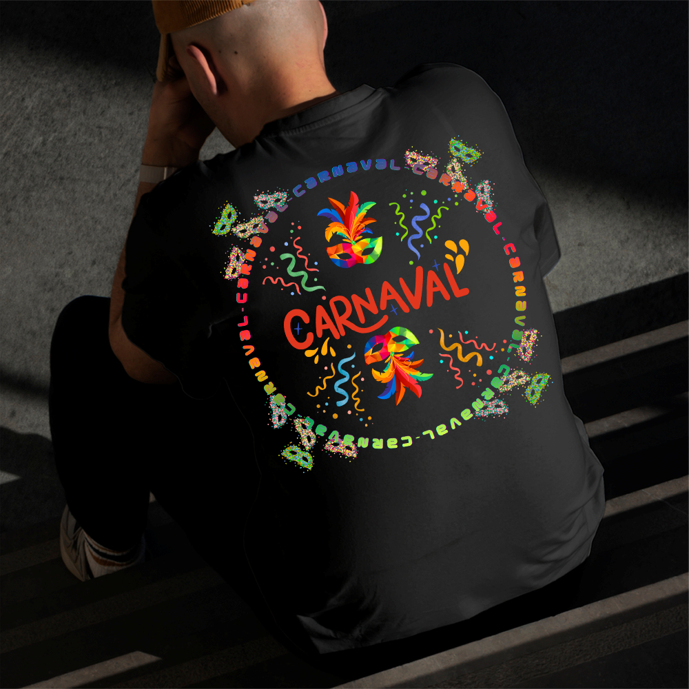 Camiseta Masculina Estampada Carnaval 100% Algodão Estilo Conforto Diário Do Tamanho P ao GG