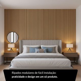 Kit  Placas Ripado MDF Autocolante 45x11cm – Revestimento Decorativo de Parede