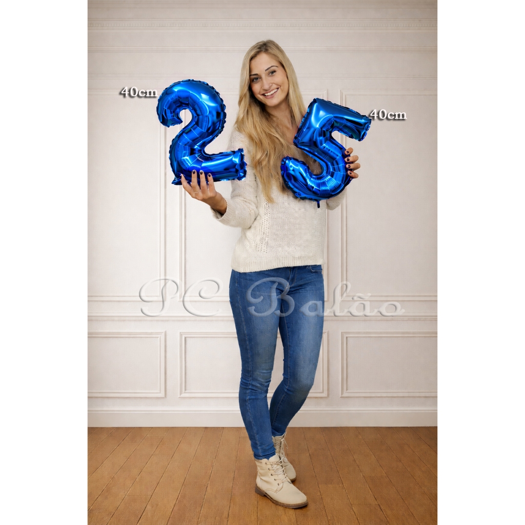 Balão Metalizado Número Pequeno AZUL ROYAL 40cm 16 Polegadas Festa Decoração ANIVERSÁRIO MESVERSARIO em Oferta na Shopee