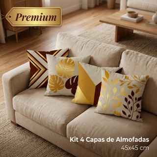 Kit com 4 Capas para Almofadas Decorativas 45X45cm Luxo Botânico em Oferta na Shopee