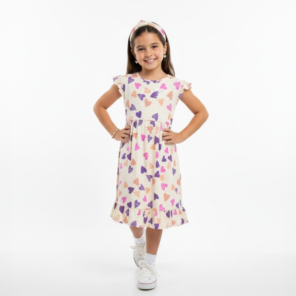 Vestido Infantil Menina Soltinho Festa Roupa Criança Feminino Estampado Babado Blogueirinha