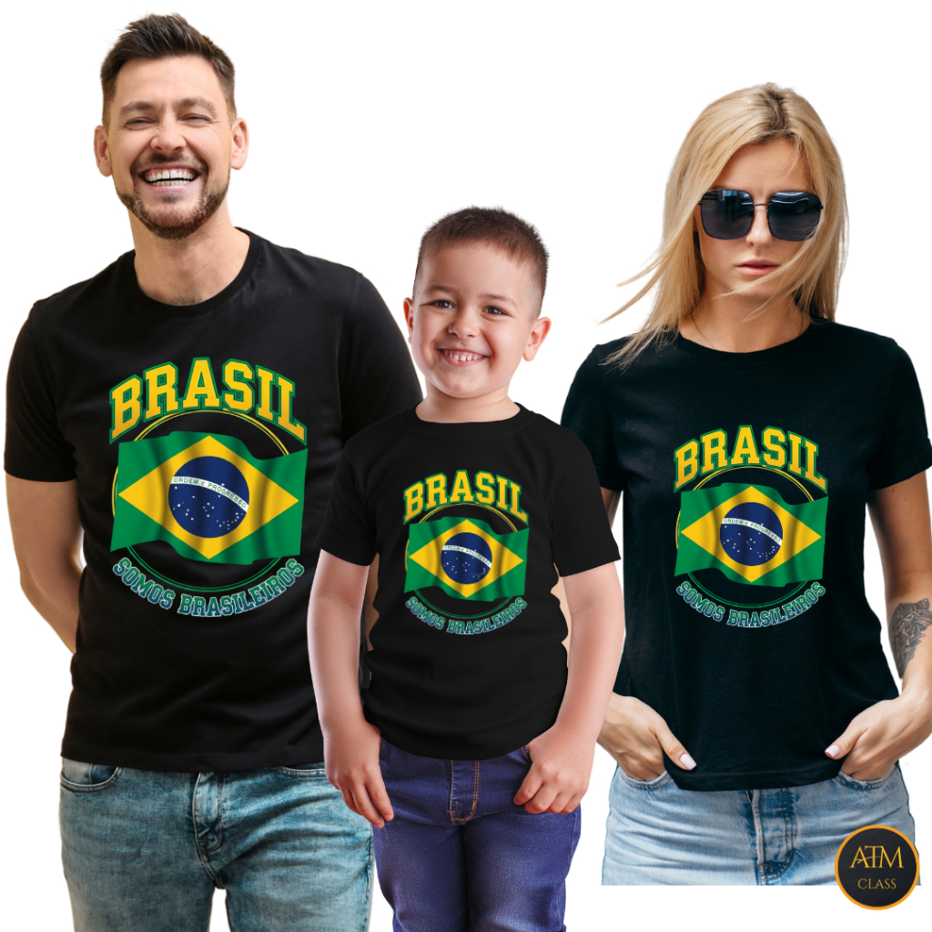 Camiseta Camisa Bandeira do Brasil Kit Familia P/Copa do Mundo Blusa 100% Algodão Envio Imediato