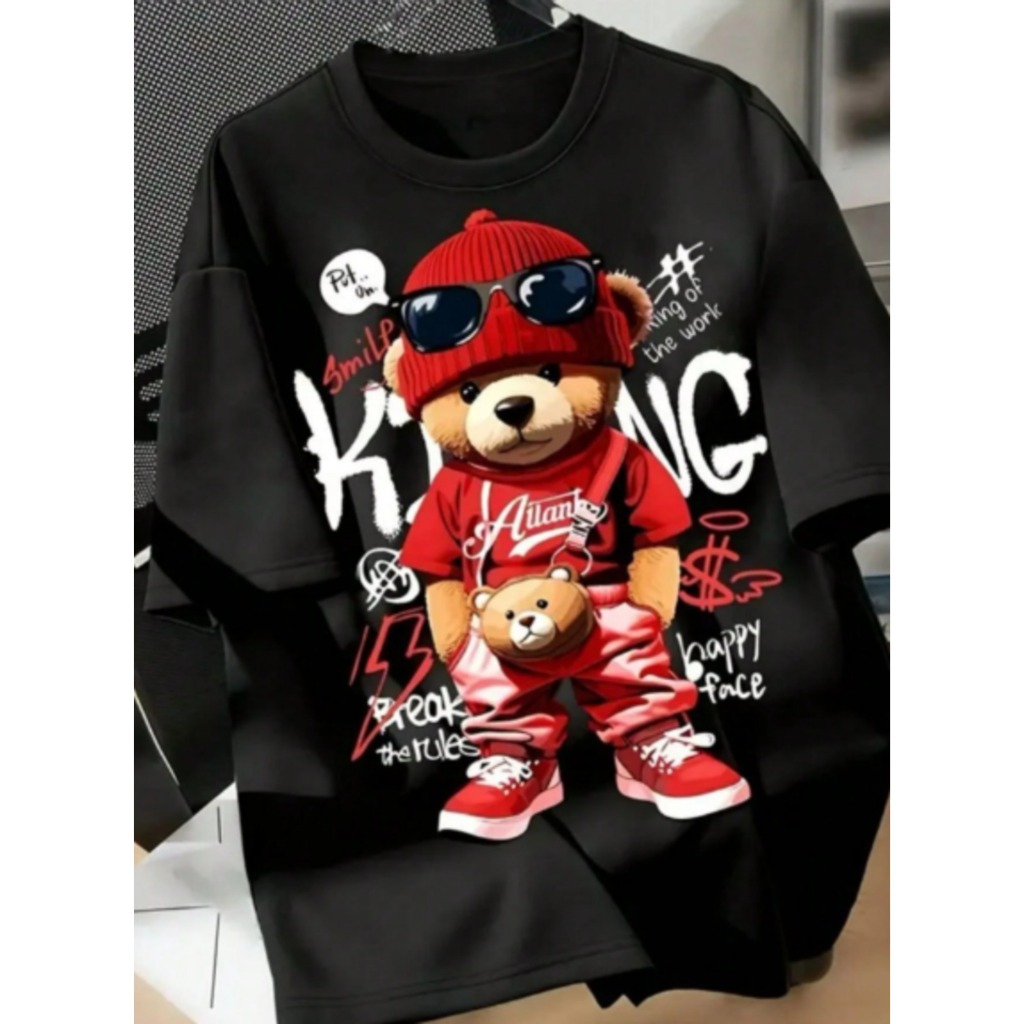 POLAR BEAR POLAR BEAR Camisa masculina urso modelo novo camisa de algodão  lançamento conforto Estampado Happy Face