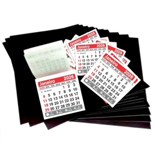 100 Calendários 5x5 2026 + 100 pedaços ímãs cortadinhos 4x2,8cm em Oferta na Shopee