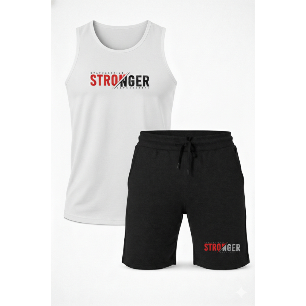 Kit Conjunto Stronger Regata e Bermuda Moletom PREMIUM Confortável Lançamento Toque Macio Envio Imediato