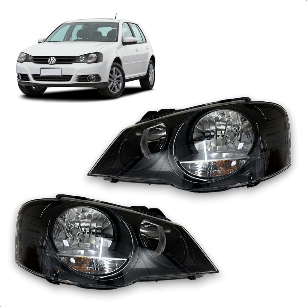 Par Farol Máscara Negra Fumê Golf Sportline 2008 À 2014 Orig em Oferta na Shopee