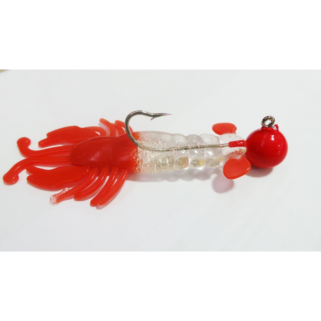 Isca Artificial Corrupto Praia Transparente Vermelho Jig Head Vermelho - Robalo - Corvina - Tucunaré