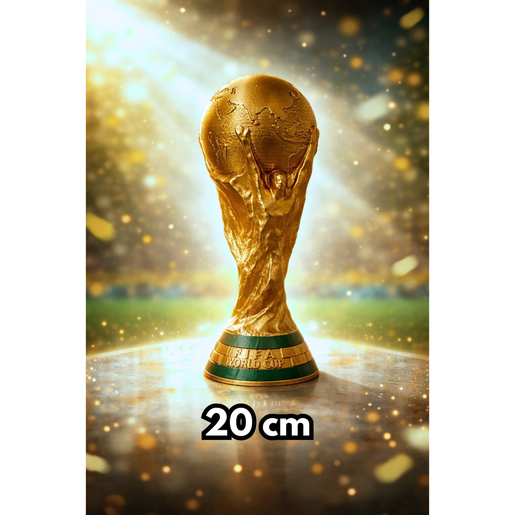 Taça da Copa do Mundo 20cm Decorativa – Troféu Futebol Colecionável
