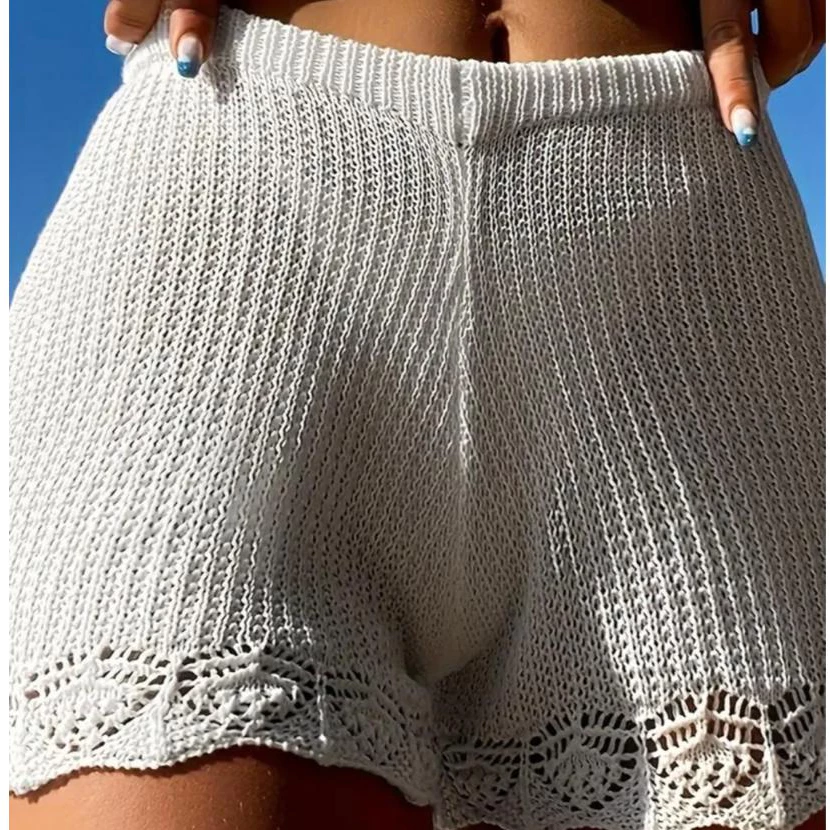 Short Saída de Praia Feminino Moda Verão Tricot Fang Cos Alto -Tendencia — imagem 1