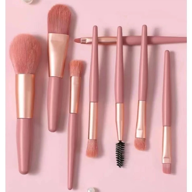 ✨ KIT DE 8 MINI PINCÉIS DE MAQUIAGEM COM ESTOJO TRANSPARENTE