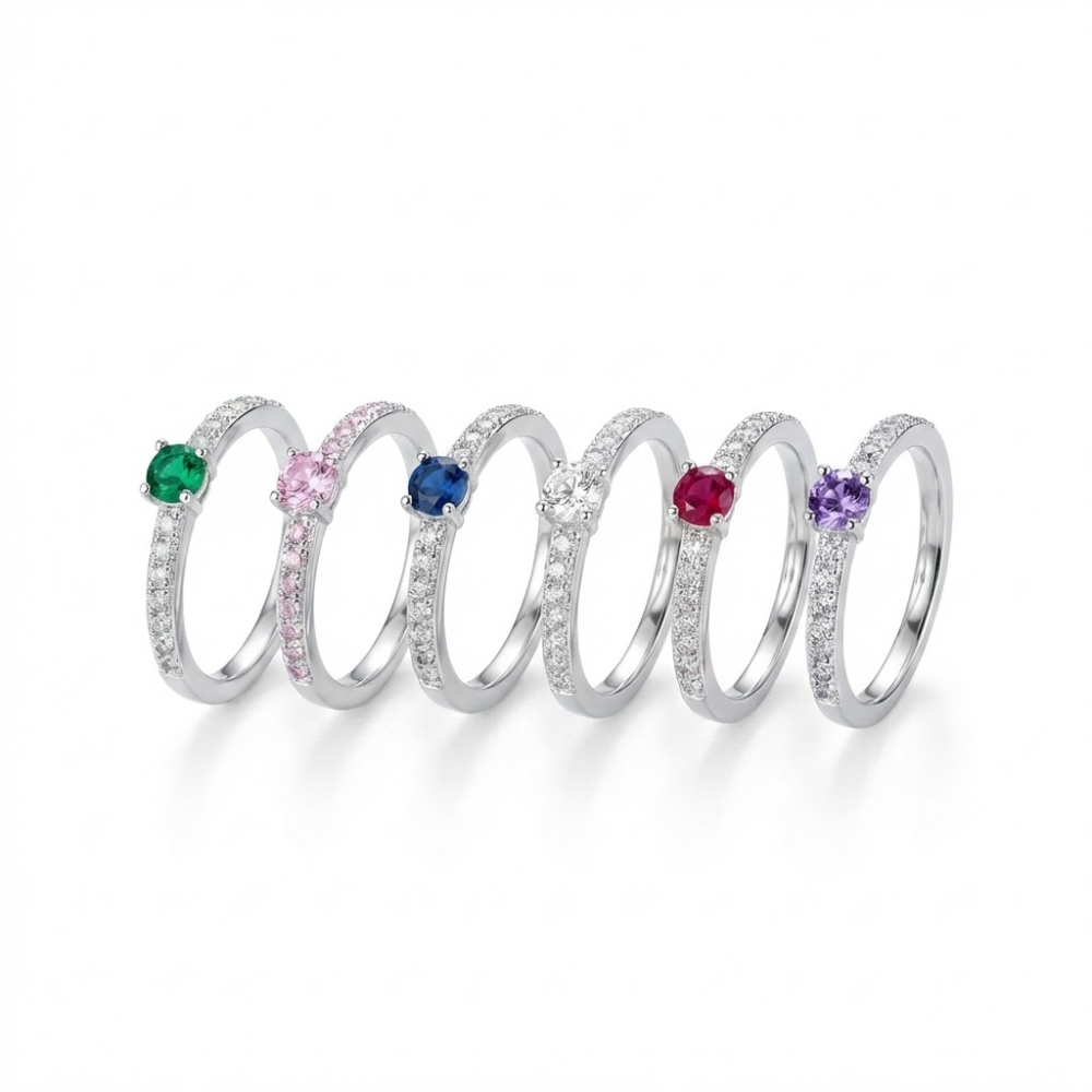 Anel Solitário Meio Cravejado Prata 925 Zircônia Quadrada Moderna em Oferta na Shopee