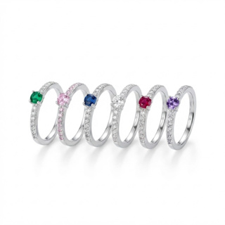 Anel Solitário Meio Cravejado Prata 925 Zircônia Quadrada Moderna em Oferta na Shopee