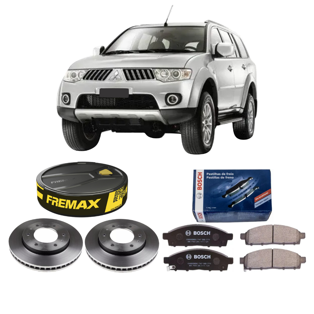KIT DISCO DE FREIO FREMAX + PASTILHA BOSCH DIANT PAJERO DAKAR 3.2 2009 A 2016