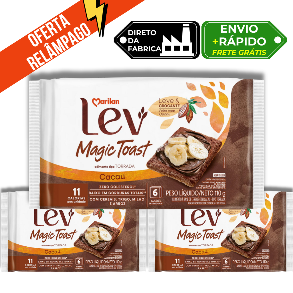 Lev Magic Toast Torrada Cacau Marilan 110g