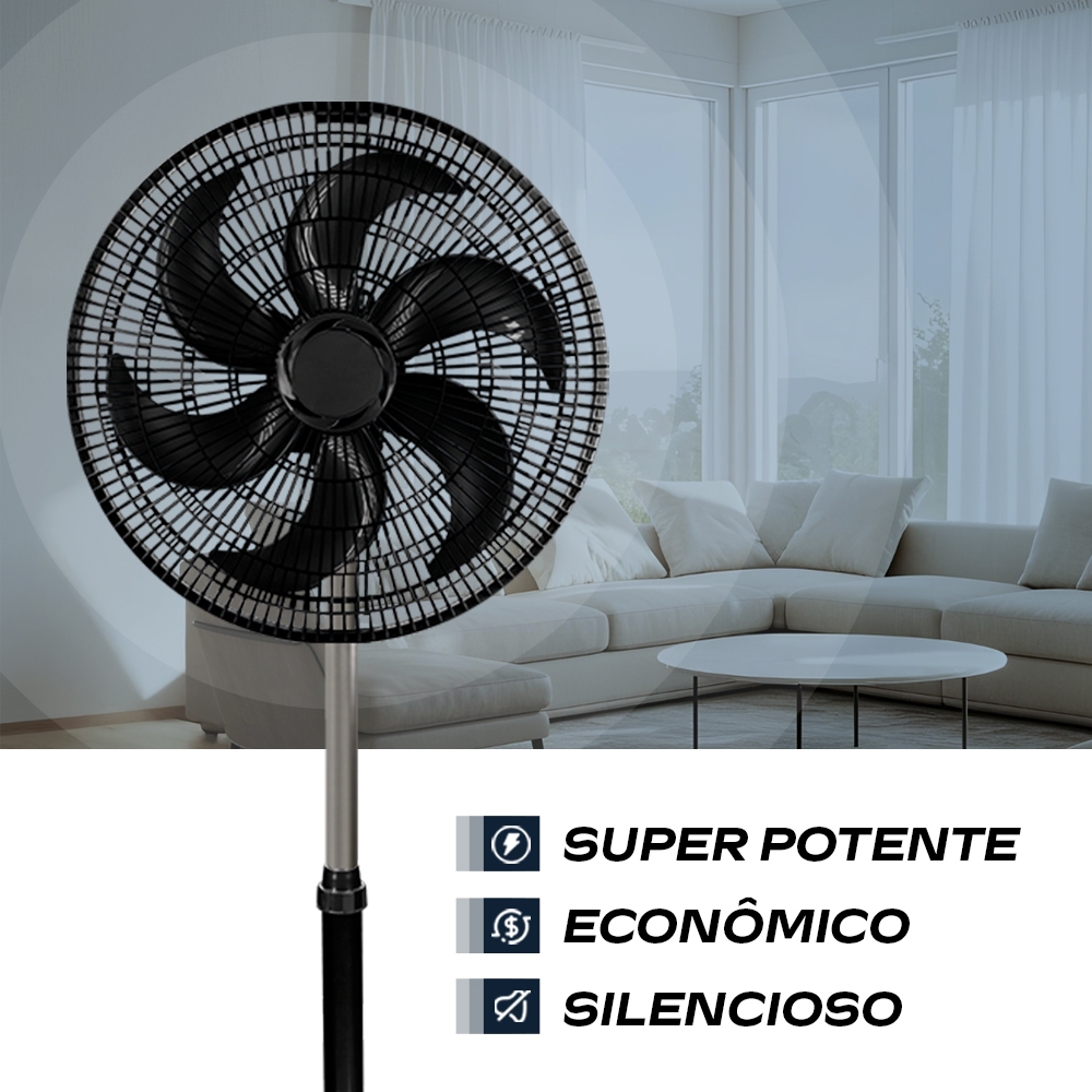 Ventilador 40Cm De Coluna Turbo 126W Preto 220V