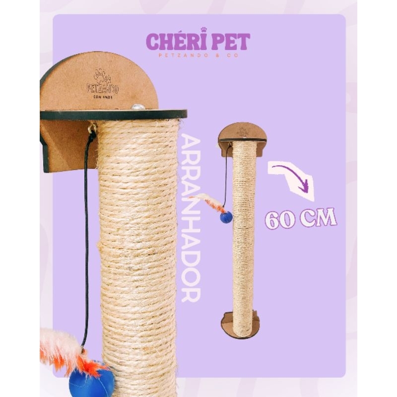 Arranhador de Parede Grande 60cm para Gato em Sisal Natural | Protetor de Sofá e Móveis | Resistente e Fácil de Instalar