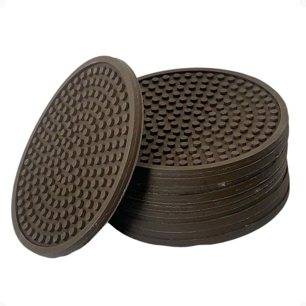 Porta Copo Borracha Marrom Antiderrapante Kit com 6 Unidades