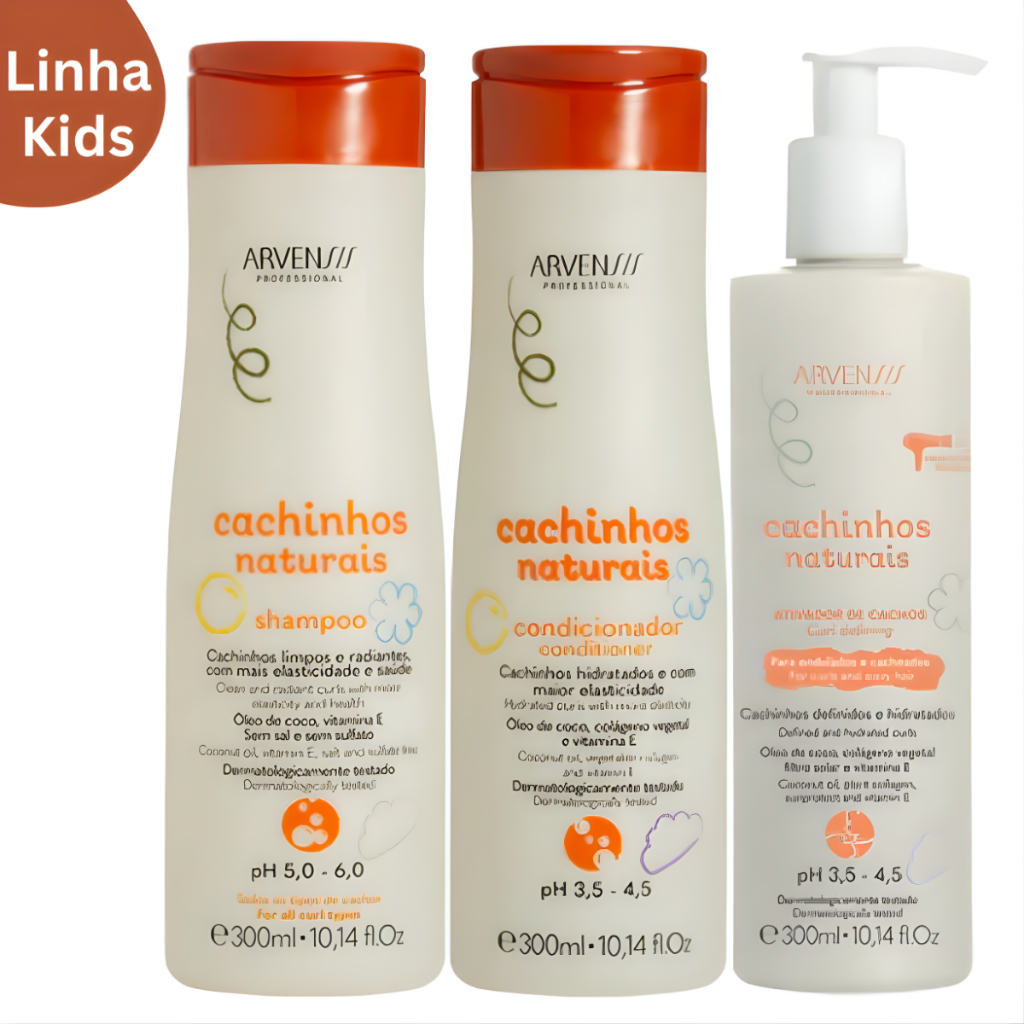 Kit Shampoo e Condicionador Infantil Cachinhos Naturais Arvensis 300ml – Hidratação e Definição