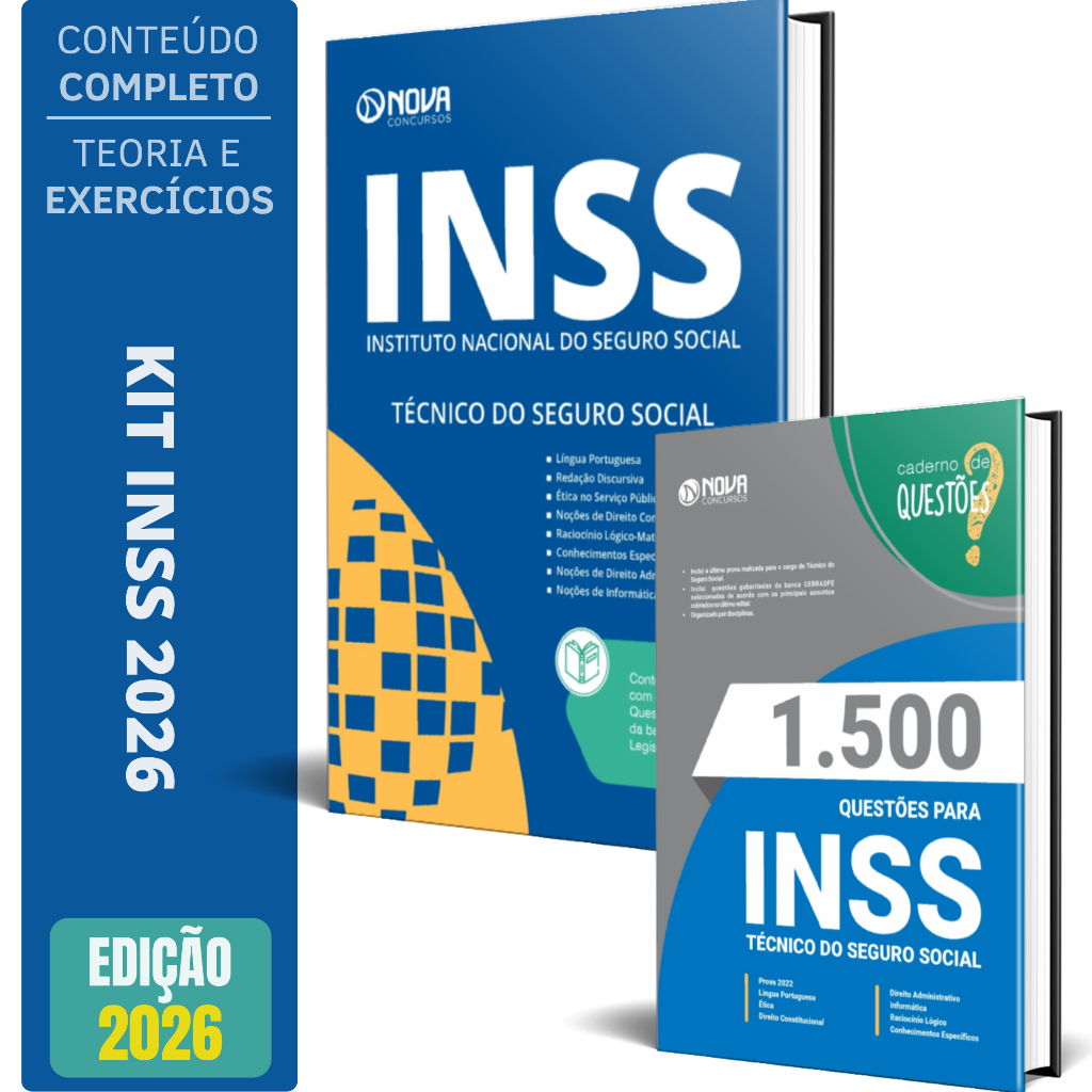 Imagem Kit Apostila Concurso INSS Técnico + Caderno de Testes