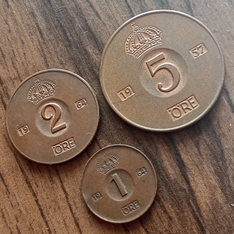 Set Moeda Suécia - 1,2,5 ore Bronze