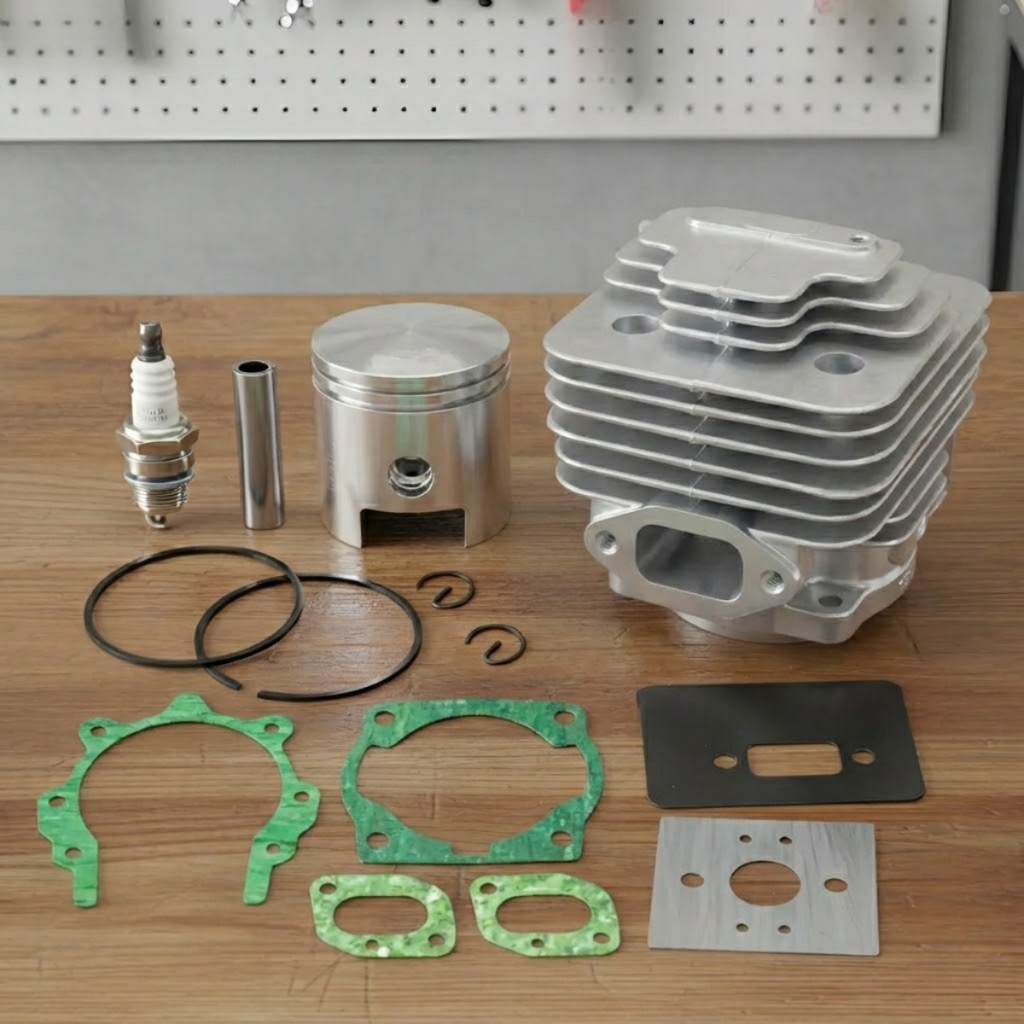 Kit Cilindro Completo + Jogo de Juntas + Vela L7T para Roçadeiras 52cc 4mm Garthen Toyama