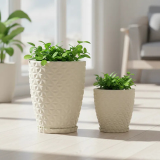 Vasos para Plantas Diamante Luxo Elegante Estilo 3D com Prato em Polietileno em Oferta na Shopee
