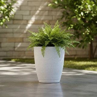 Vaso de Planta Decorativo Cone Bojo 28x25 Escovado Textura com Prato em Polietileno em Oferta na Shopee