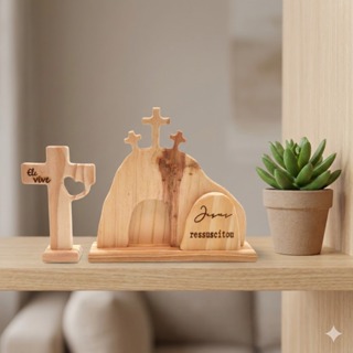 Santo Sepulcro em Madeira Pinus – Decoração Cristã para Páscoa, Mesa Posta ou Capela Devoção Fé em Oferta na Shopee