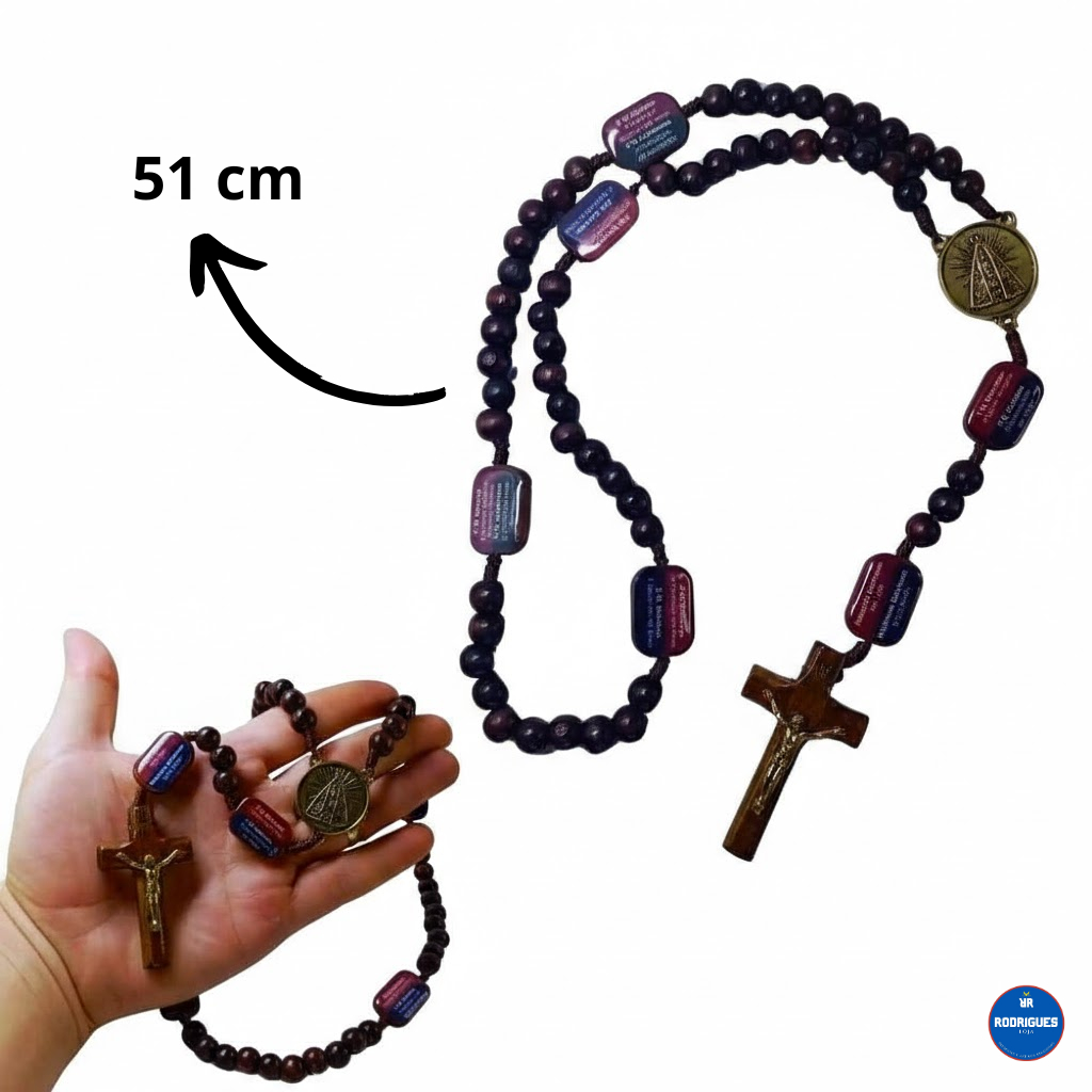 Terço da Contemplação de Madeira São Bento e Nossa Senhora Aparecida Proteção , Fé e Devoção