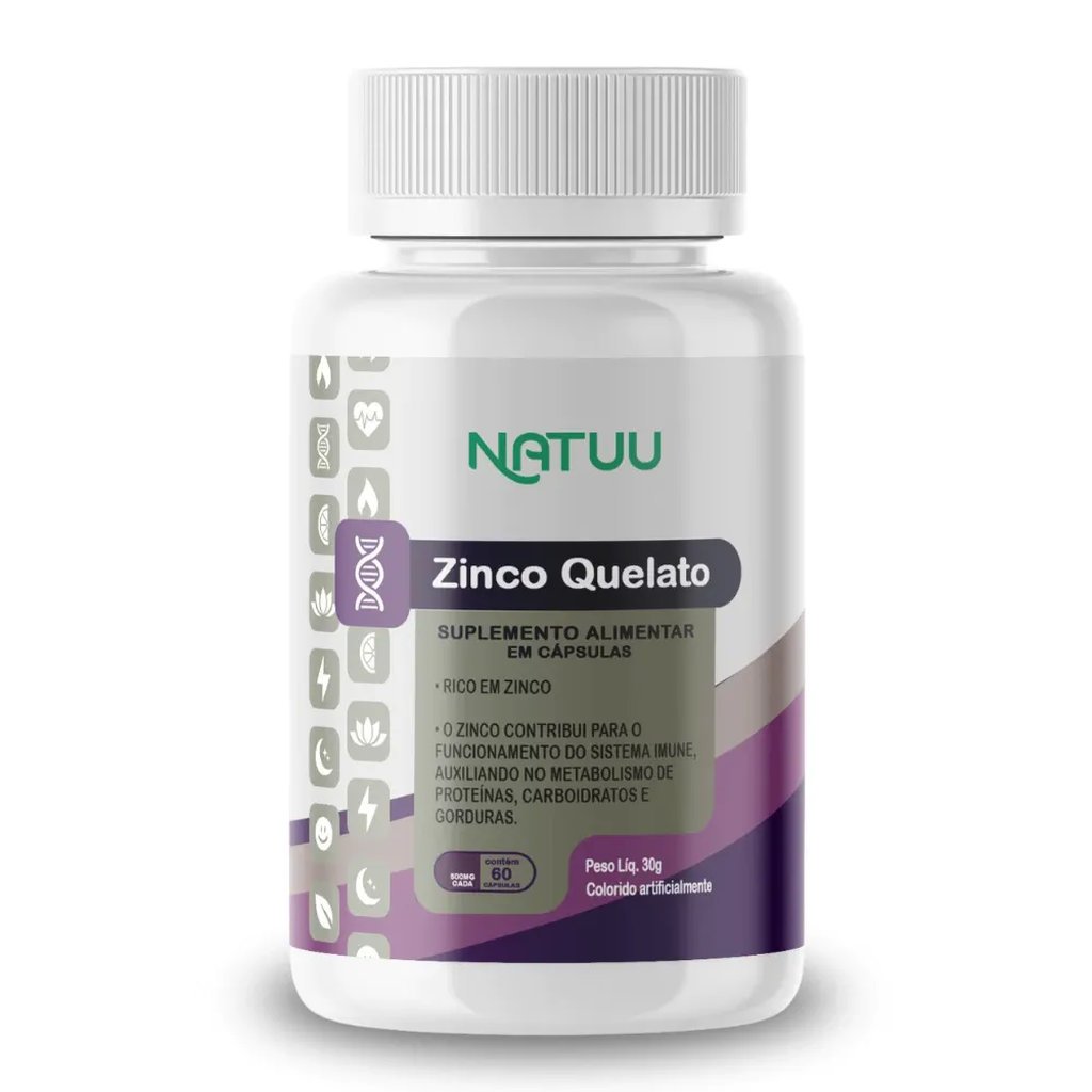 Zinco Quelato 500mg - Defesa e Metabolismo - 60 Caps