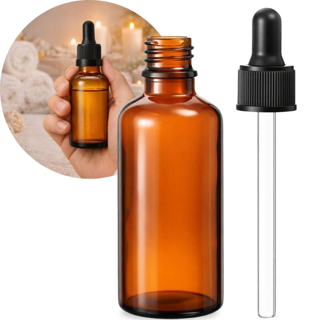 Kit 10 Frasco Gotejador Conta Gotas Vidro Âmbar 50ml Com Tampa Lacre em Oferta na Shopee