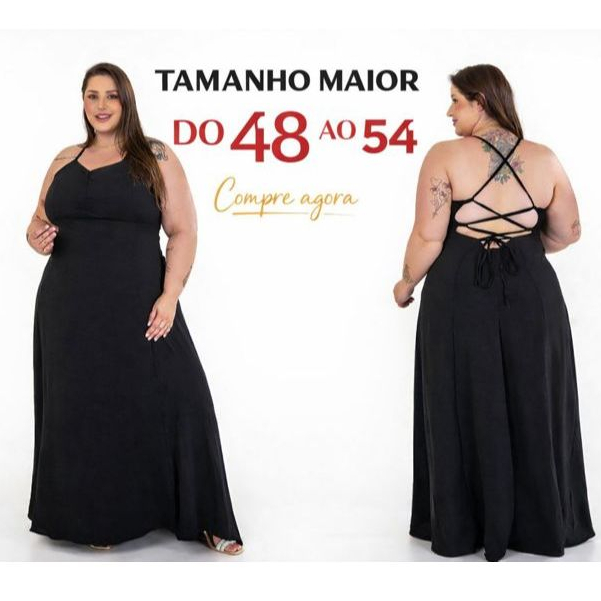 Vestido Longo Plus Size Feminino Amarração nas Costas Elegante Confortável Moda Festa