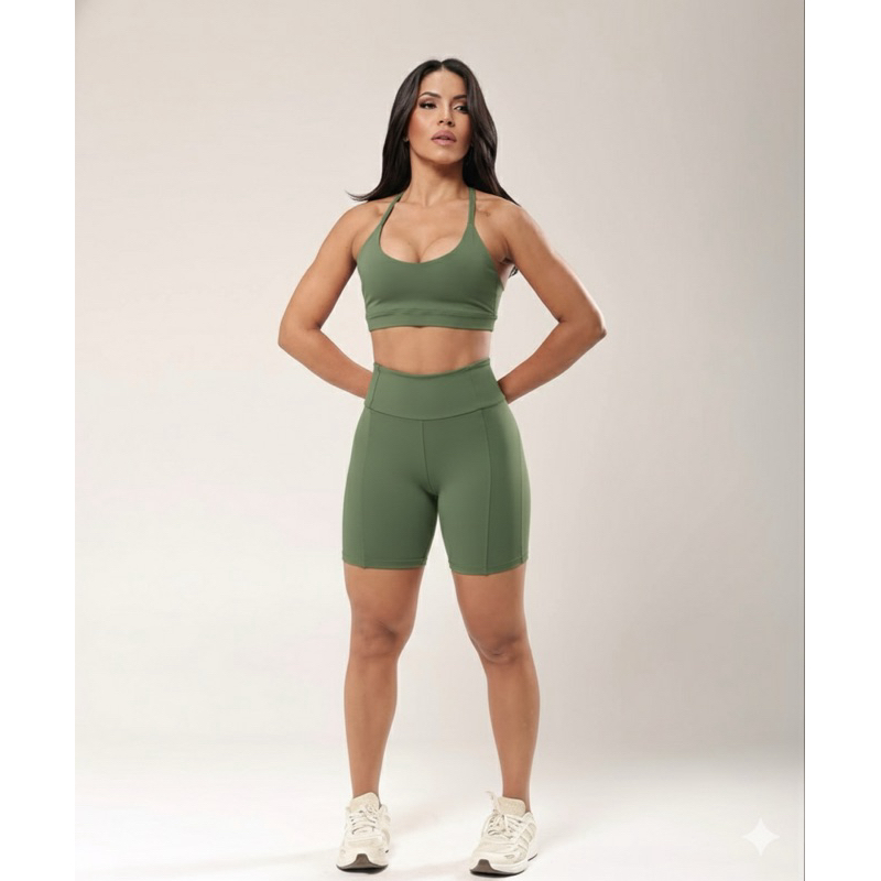 Conjunto fitness de poliamida zero transparência, para academia, corrida, yoga