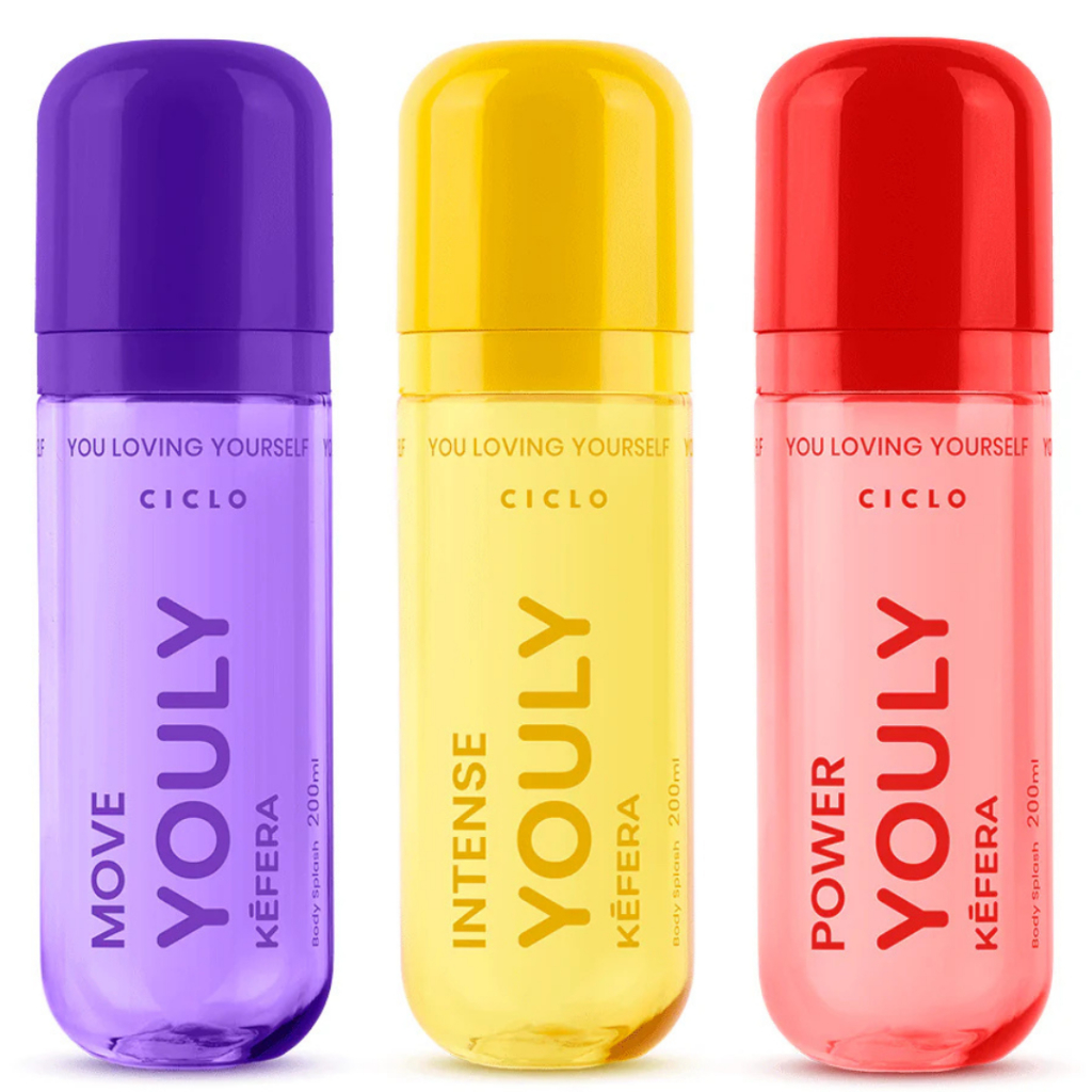 Kit 3 Body Splashes Ciclo Cosméticos Youly By Kefera 200ml