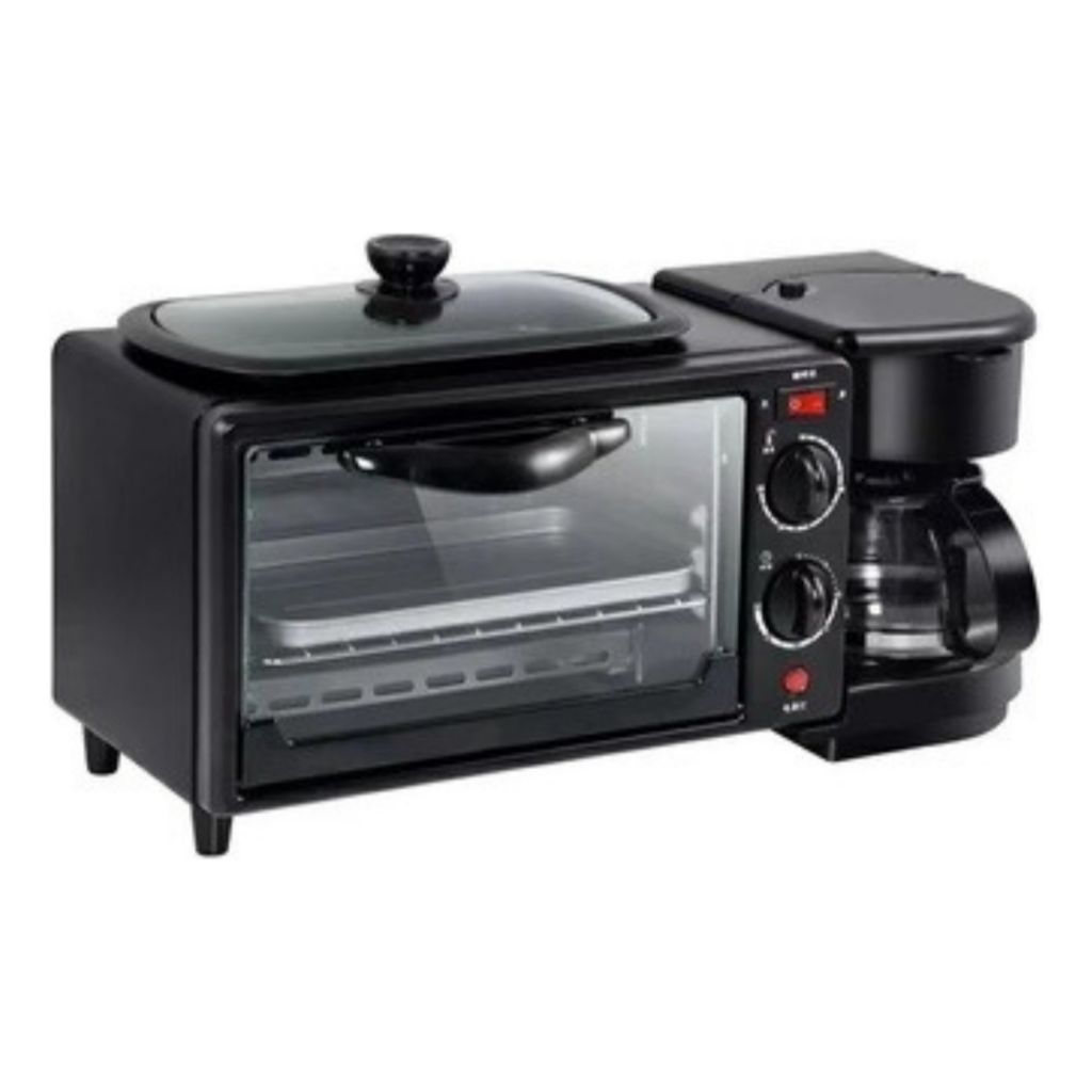 Forno + Cafeteira + Grill 3 em 1 Máquina Multifuncional Café da Manhã Premium - PRONTA ENTREGA