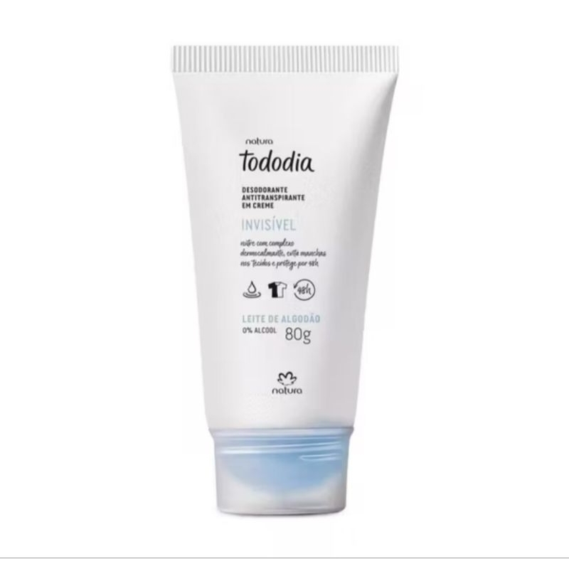 Desodorante em creme 80g Leite de Algodao (ou Erva-Doce) Natura.