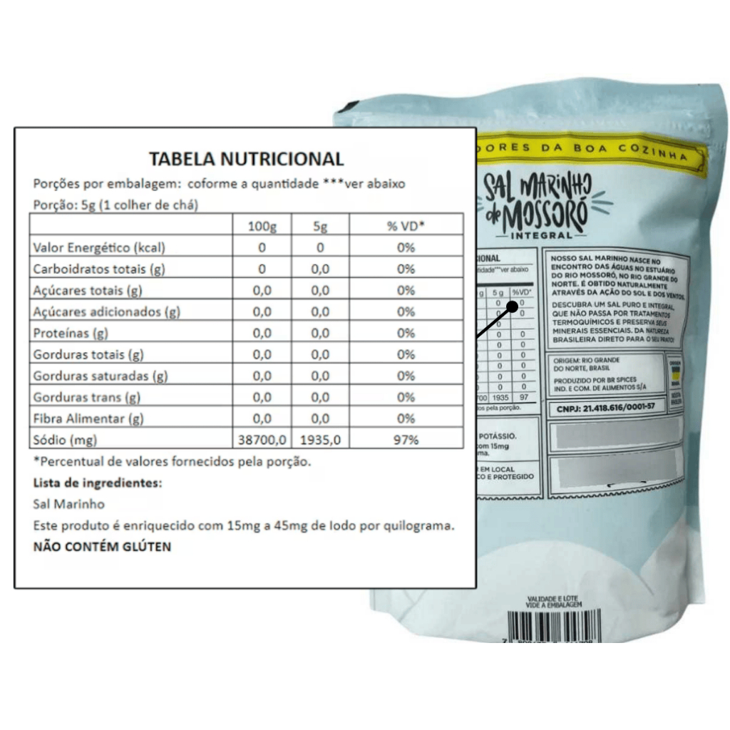 Sal Marinho Mossoró Integral Fino Pouch - 1 kg BR Spices