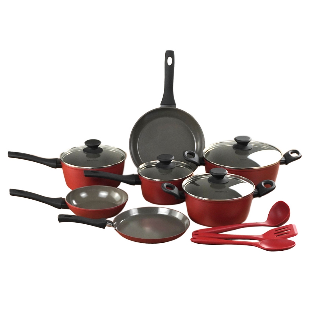 Jogo de Panelas Vermelho Marsala 10 Peças Indução Elétrico Gás Style Cook - Mimo Style em Oferta na Shopee