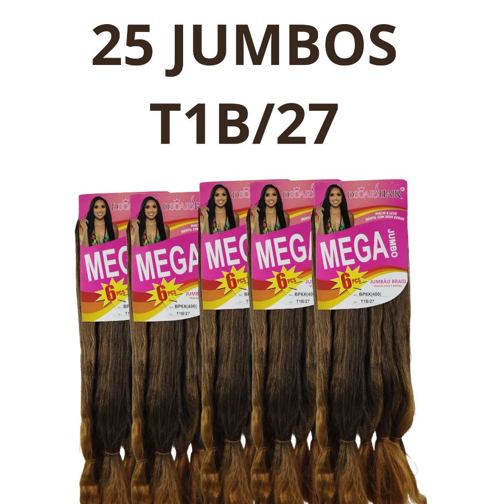 KIT 25 CABELO JUMBOS 400G CADA PARA TRANÇAS CASTANHO COR T1B/27