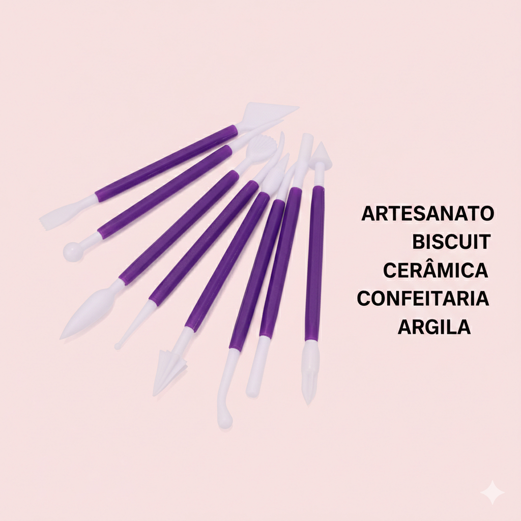 Estecas Ferramenta - Modelagem Biscuit Ceramica Confeitaria Artesanato Argila - 16 Pontas - Esteca