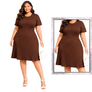 Vestido Feminino Plus Size Gordinha Malha Canelado Básico Tendência Promoção em Oferta na Shopee