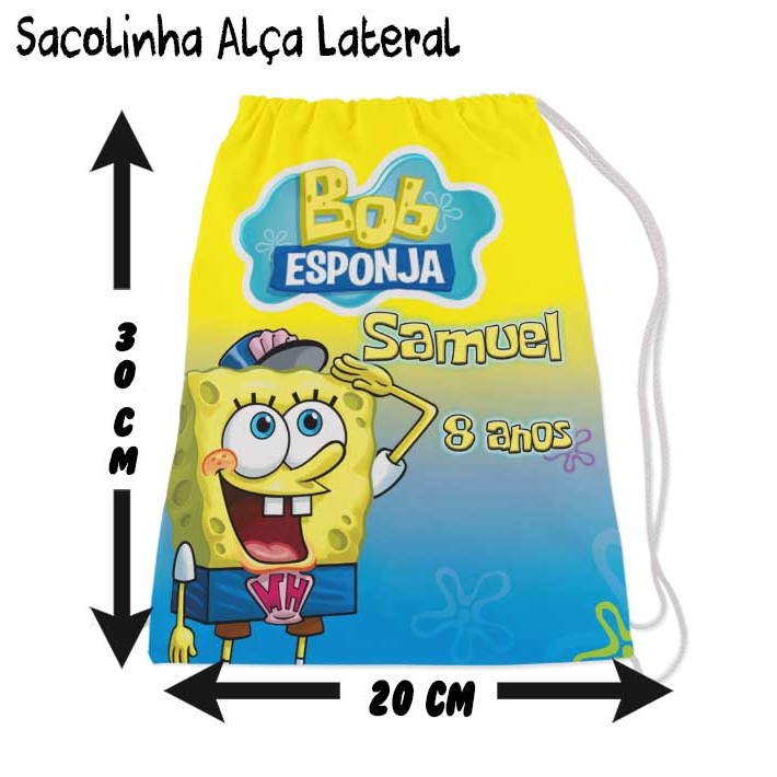 Kit Mochilinha Sacolinha Mochila Saco Sacochila Saquinho Lembrancinha Brinde Aniversario Personalizadas BoB Sponja