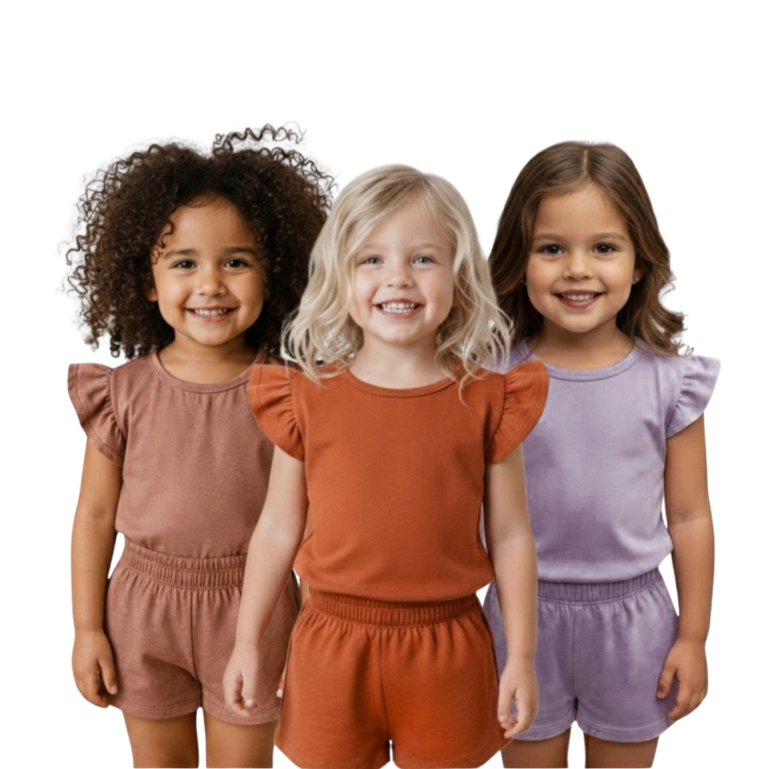 Conjunto Infantil Menina Manga Babado Feminino | 100% Algodão Confortável